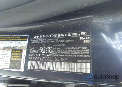 2016 Mercedes-Benz C 300 Luxury/Sport from USA, damaged, VIN 55SWF4JB8GU166826